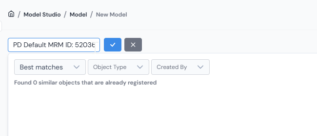 New Model form with the name field at the top.