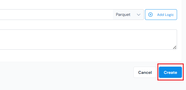 Create button at the bottom right of the New Data Table form.